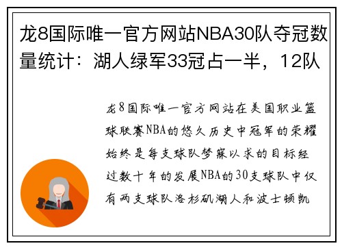 龙8国际唯一官方网站NBA30队夺冠数量统计：湖人绿军33冠占一半，12队竟然都是0冠